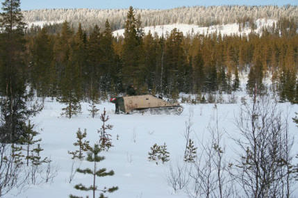 Tyskt mobilt granatkastasystem, Wiesel2, under vintertester i �lvdalen, foto: Roger Larsson, FMV